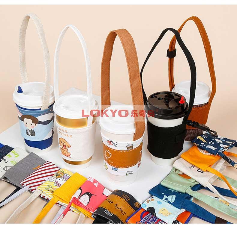 Tote bag fabric cup sleeve holder 